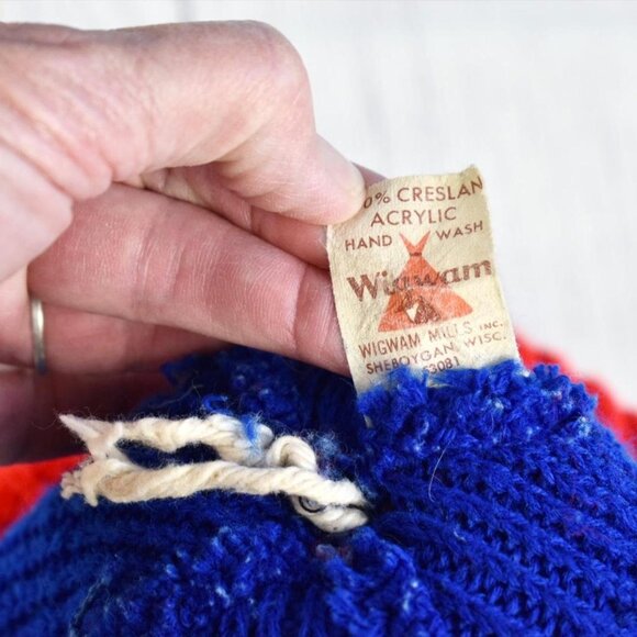 Vintage 60s 70s NY Giants Wigwam Cable Knit Beanie Stocking Cap - Picture 5 of 5